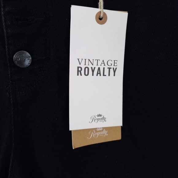 Vintage Royalty14 33x27 High Rise Button Fly Raw Hem Straight Jeans Black - Picture 11 of 15